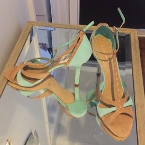 BCBG MaxAzria Mireya Sandal  in Blue & Tan Sz 10